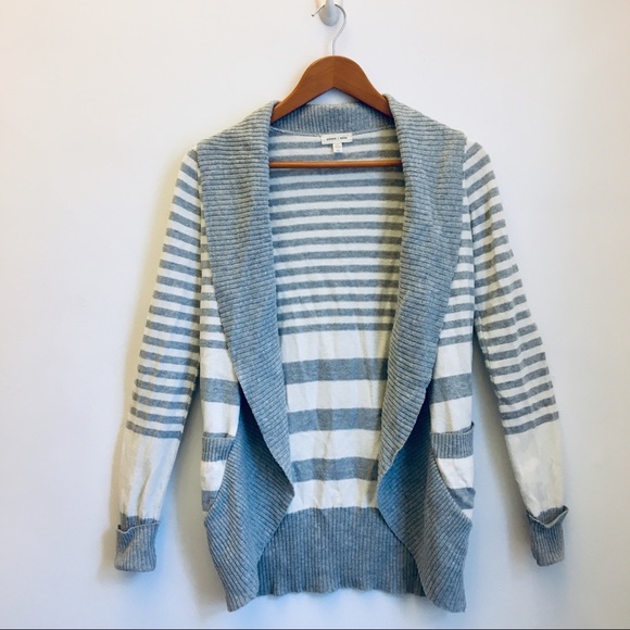 silence + noise Sweaters - Silence + Noise Grey Open Front Striped Cardigan